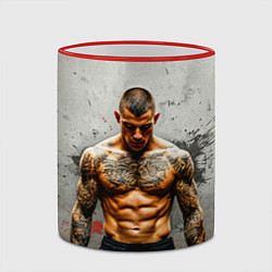 Кружка 3D Дастин Порье на сером, цвет: 3D-красный кант — фото 2