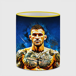 Кружка 3D Дастин Порье на синем, цвет: 3D-желтый кант — фото 2