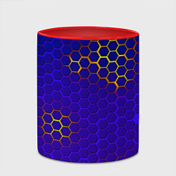 Кружка 3D Неоновые соты броня, цвет: 3D-белый + красный — фото 2