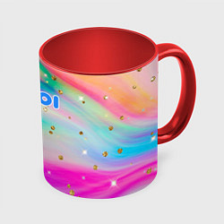 Кружка 3D Inzoi с золотыми звездочками, цвет: 3D-белый + красный