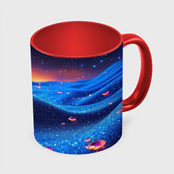 Кружка 3D Синяя дюна - текстура, цвет: 3D-белый + красный
