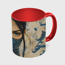 Кружка 3D Портрет Китаны - Мортал комбат, цвет: 3D-белый + красный