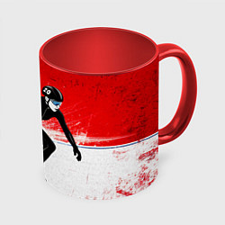 Кружка 3D Скоростной бег на коньках в красном, цвет: 3D-белый + красный