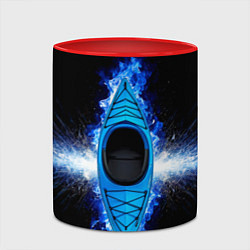 Кружка 3D Каяк в синем пламени, цвет: 3D-белый + красный — фото 2
