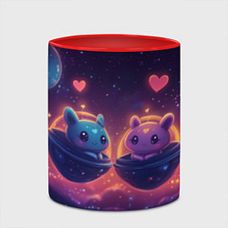 Кружка 3D Милые пришельцы в космосе, цвет: 3D-белый + красный — фото 2