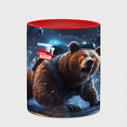 Кружка 3D Русский медведь кибер-война, цвет: 3D-белый + красный — фото 2