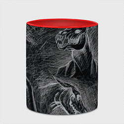 Кружка 3D Черепа лошадей - эскиз, цвет: 3D-белый + красный — фото 2