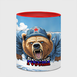 Кружка 3D Медведь отжимается - я русский, цвет: 3D-белый + красный — фото 2