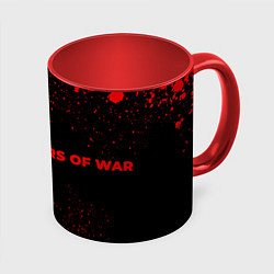 Кружка 3D Gears of War - red gradient по-горизонтали, цвет: 3D-белый + красный