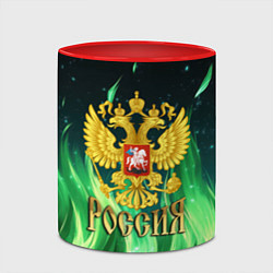 Кружка 3D Россия на фоне зеленого огня, цвет: 3D-белый + красный — фото 2