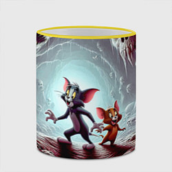 Кружка 3D Том и Джерри в пещере ужасов - хэллоуин, цвет: 3D-желтый кант — фото 2
