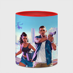 Кружка 3D GTA 6 главные герои, цвет: 3D-белый + красный — фото 2