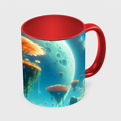 Кружка 3D Сказочное космическое дерево - нейроарт, цвет: 3D-белый + красный