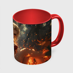 Кружка цветная Огненная аниме девушка