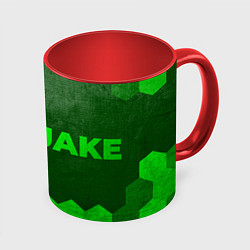Кружка 3D Quake - green gradient по-горизонтали, цвет: 3D-белый + красный