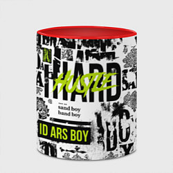 Кружка 3D Pattern with inscriptions hustle sand boy, цвет: 3D-белый + красный — фото 2
