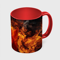 Кружка 3D Билли Айлиш из огня, цвет: 3D-белый + красный