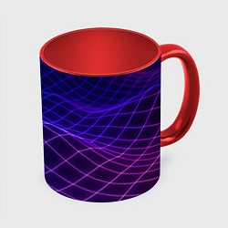 Кружка 3D Абстрактные волны из сот, цвет: 3D-белый + красный