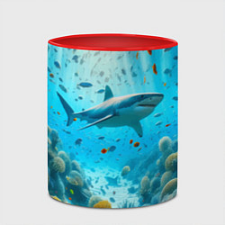 Кружка 3D Белая акула в коралловом рифе, цвет: 3D-белый + красный — фото 2
