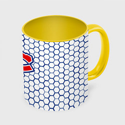 Кружка 3D Монреаль Канадиенс - белые соты, цвет: 3D-белый + желтый