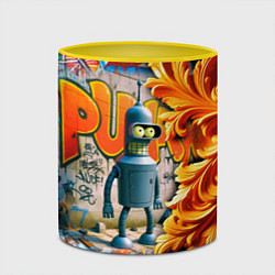 Кружка 3D Бендер сгибающий Родригес - граффити, цвет: 3D-белый + желтый — фото 2