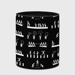 Кружка 3D Силуэты игры в кальмара на черном фоне, цвет: 3D-белый + черный — фото 2