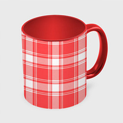 Кружка 3D Checked red white, цвет: 3D-белый + красный