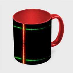 Кружка 3D Color green orange lines, цвет: 3D-белый + красный