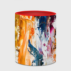 Кружка 3D Разноцветные мазки кисти на палитре художника, цвет: 3D-белый + красный — фото 2