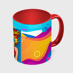 Кружка 3D Леди Гага в стиле комиксов, цвет: 3D-белый + красный