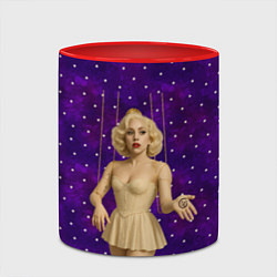 Кружка 3D Леди Гага марионетка, цвет: 3D-белый + красный — фото 2