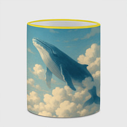 Кружка 3D Кит в облаках, цвет: 3D-желтый кант — фото 2