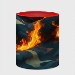 Кружка 3D Огонь на камуфляжной ткани, цвет: 3D-белый + красный — фото 2