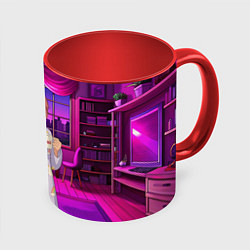 Кружка 3D Дандадан Сиратори Айра с кофе, цвет: 3D-белый + красный