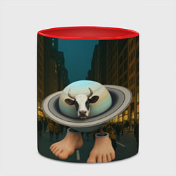 Кружка 3D Ла Вака Сатурно Сатурнита мем, цвет: 3D-белый + красный — фото 2