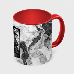 Кружка 3D XXXTentacion облокотился об зеркало, цвет: 3D-белый + красный