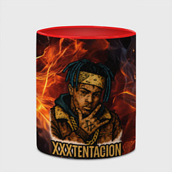 Кружка 3D XXXTentacion на фоне огня, цвет: 3D-белый + красный — фото 2