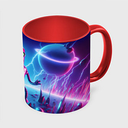 Кружка 3D Bender on neon planet - ai art fantasy, цвет: 3D-белый + красный
