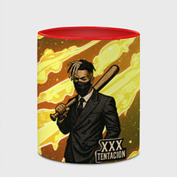 Кружка 3D XXXTentacion в пиджаке с битой, цвет: 3D-белый + красный — фото 2