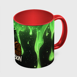 Кружка цветная XXXTentacion на фоне зеленой краски