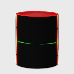 Кружка 3D Color black green orange stripes, цвет: 3D-белый + красный — фото 2