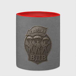 Кружка 3D Гвардия ВДВ стиль медали, цвет: 3D-белый + красный — фото 2