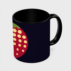 Кружка 3D Big strawberry russian black, цвет: 3D-белый + черный
