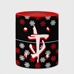 Кружка 3D Doom winter pattern steel, цвет: 3D-белый + красный — фото 2