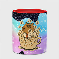 Кружка 3D Менеджер капибара в кружке в стикерах, цвет: 3D-белый + красный — фото 2