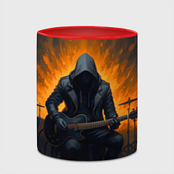 Кружка 3D Гитарист играющий в пламени, цвет: 3D-белый + красный — фото 2