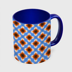 Кружка 3D Калейдоскоп на голубом фоне, цвет: 3D-белый + синий
