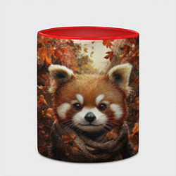 Кружка 3D Красная панда в осеннем лесу, цвет: 3D-белый + красный — фото 2