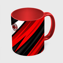 Кружка 3D ФК Милан - абстракция, цвет: 3D-белый + красный