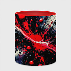 Кружка 3D Разлитая красная масляная краска на чёрном, цвет: 3D-белый + красный — фото 2